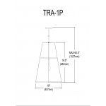 1 Light Trapezoid Pendant Gold/Black Shade w/ White Fabric Diffuser