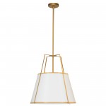 1 Light Trapezoid Pendant Gold frame and White Shade w/ 790 Diffuser