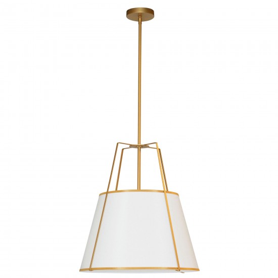 1 Light Trapezoid Pendant Gold frame and White Shade w/ 790 Diffuser