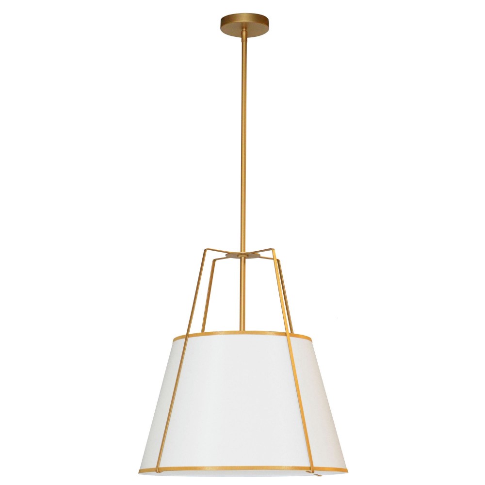 1 Light Trapezoid Pendant Gold frame and White Shade w/ 790 Diffuser