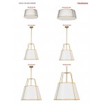 1 Light Trapezoid Pendant Gold frame and White Shade w/ 790 Diffuser