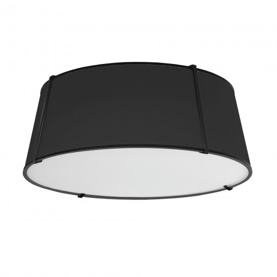 4 Light Trapezoid FlushMount Black Shade w/ White Fabric Diffuser