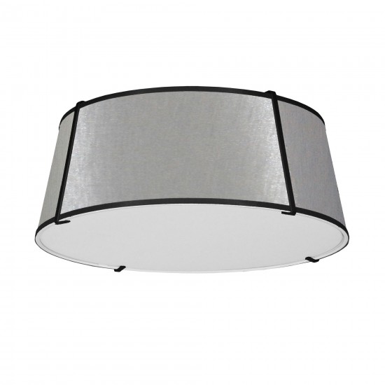 4 Light Trapezoid Flushmount Black/Grey Shade w/ White Fabric Diffuser