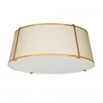 4 Light Trapezoid Flushmount Gold/Cream Shade w/ White Fabric Diffuser