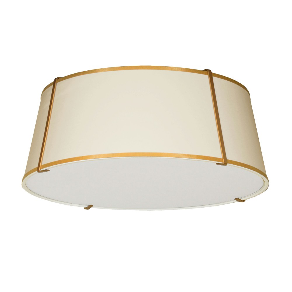 4 Light Trapezoid Flushmount Gold/Cream Shade w/ White Fabric Diffuser