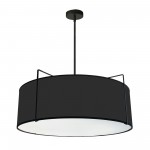 4 Light Drum Pendant Black Shade w/ White Fabric Diffuser