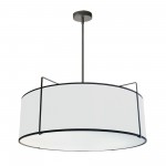 4 Light Drum Pendant, Black/White Shade, 790 Diffuser, Black