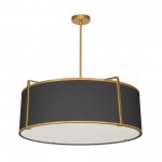 4 Light Drum Pendant, Gold / Black Shade with 790 Diffuser