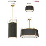 4 Light Drum Pendant, Gold / Black Shade with 790 Diffuser