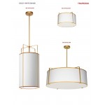 4 Light Drum Pendant, Gold/White Shade, 790 Diffuser,Gold