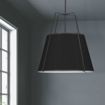 4 Light Trapezoid Pendant Black Shade w/ White Fabric Diffuser