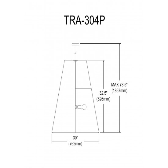 4 Light Trapezoid Pendant Cream Shade w/ White Fabric Diffuser