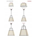 4 Light Trapezoid Pendant Cream Shade w/ White Fabric Diffuser