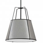 4 Light Trapezoid Pendant Grey Shade w/ White Fabric Diffuser