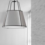 4 Light Trapezoid Pendant Grey Shade w/ White Fabric Diffuser