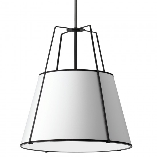 4 Light Trapezoid Pendant White Shade w/ White Fabric Diffuser