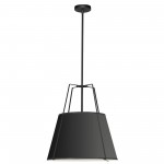 3 Light Trapezoid Pendant Black Shade w/ White Fabric Diffuser