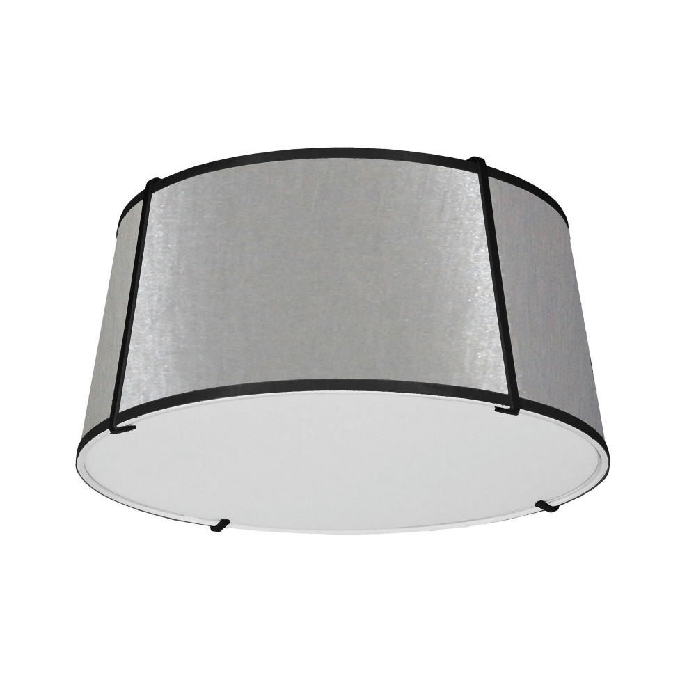 3 Light Trapezoid Flush Mount Black Grey Shade with 790 Diffuser