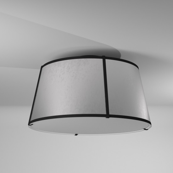 3 Light Trapezoid Flush Mount Black Grey Shade with 790 Diffuser