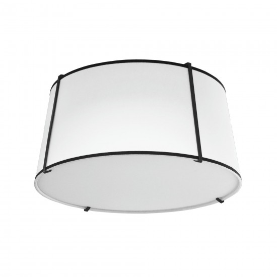 3 Light Trapezoid Flush Mount Black White Shade with 790 Diffuser