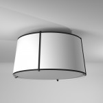 3 Light Trapezoid Flush Mount Black White Shade with 790 Diffuser