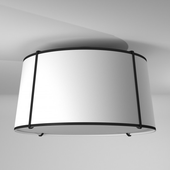 3 Light Trapezoid Flush Mount Black White Shade with 790 Diffuser