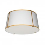3 Light Trapezoid Flush Mount Gold frame and White Shade w/ 790 Diffuser