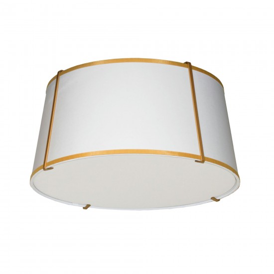 3 Light Trapezoid Flush Mount Gold frame and White Shade w/ 790 Diffuser