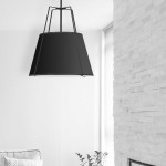 3 Light Trapezoid Pendant Black Shade w/ White Fabric Diffuser, TRA-3P-BK