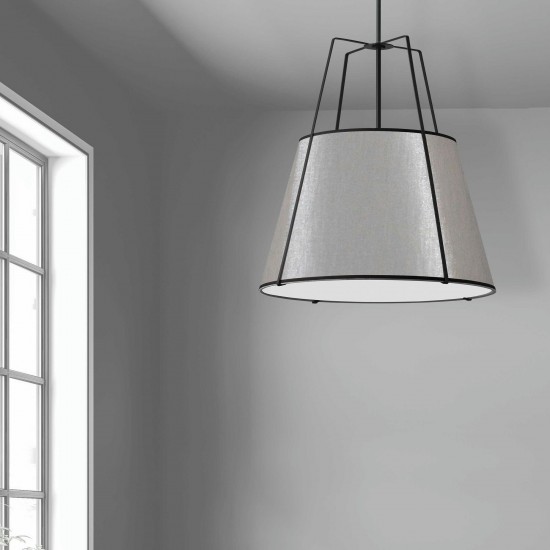 3 Light Trapezoid Pendant Black Grey Shade with 790 Diffuser