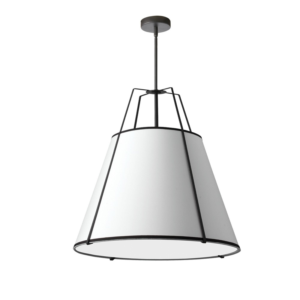 3 Light Trapezoid Pendant Black White Shade with 790 Diffuser