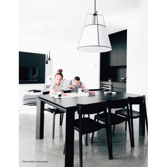 3 Light Trapezoid Pendant Black White Shade with 790 Diffuser