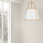 3 Light Trapezoid Pendant Gold frame and White Shade w/790 Diffuser