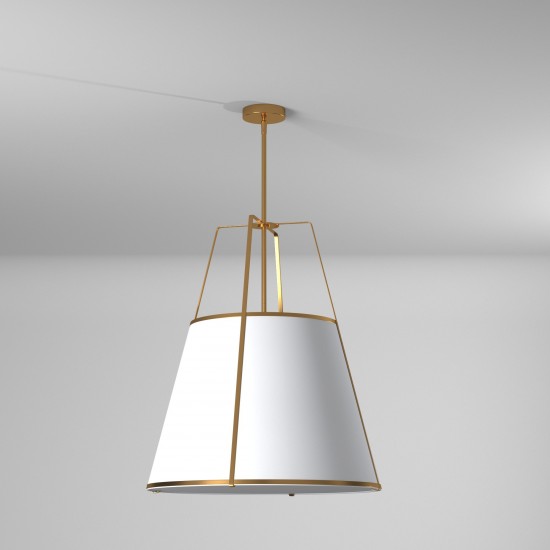 3 Light Trapezoid Pendant Gold frame and White Shade w/790 Diffuser