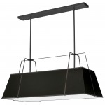 Trapezoid 4 Light Horizontal Chandelier Black Shade w/ White Fabric Diffuser