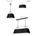 Trapezoid 4 Light Horizontal Chandelier Black Shade w/ White Fabric Diffuser