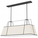 4 Light Horizontal Chandelier Black/Cream Shade w/ White Fabric Diffuser