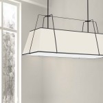 4 Light Horizontal Chandelier Black/Cream Shade w/ White Fabric Diffuser