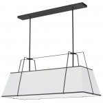 Trapezoid 4 Light Horizontal Chandelier White Shade w/ White Fabric Diffuser