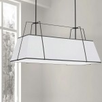 Trapezoid 4 Light Horizontal Chandelier White Shade w/ White Fabric Diffuser