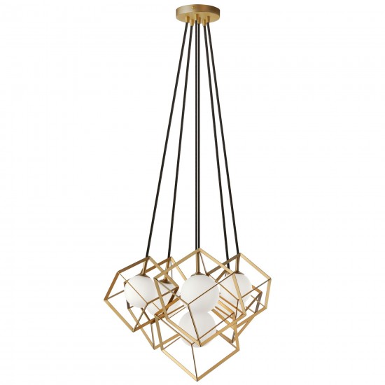 6 Light Halogen Pendant Gold Finish