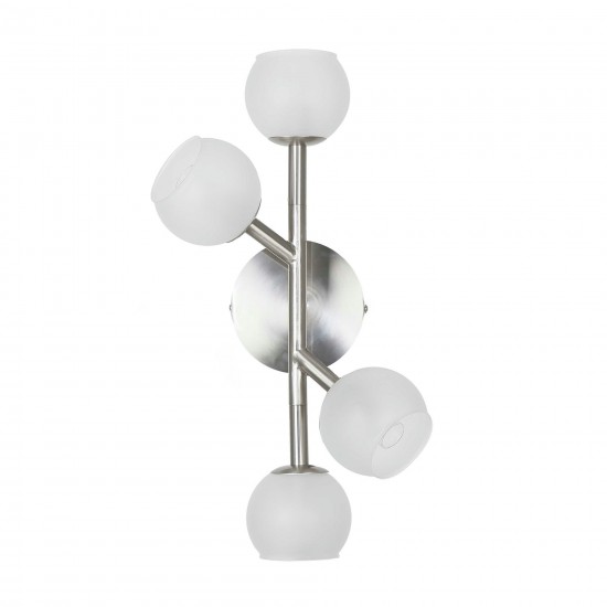 4 Light Halogen Wall Sconce Satin Chrome Finish with Frosted Glass
