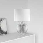 1 Light Incandescent Glass Table Lamp with White Shade