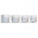 4 Light Vanity Fixture, Polished Chrome, White Frosted Glass