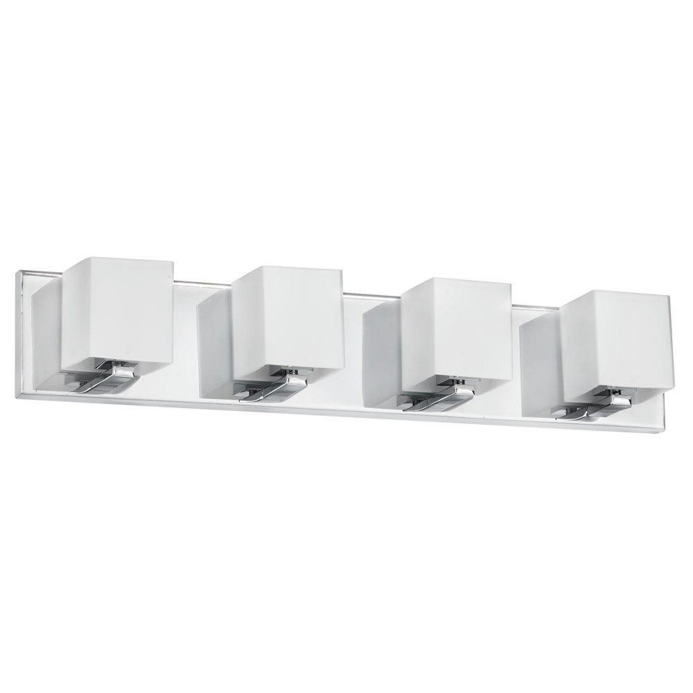 4 Light Vanity, Polished Chrome, Frosted White Glass 4 Light Vanity, Polished Chrome, Frosted White Glass