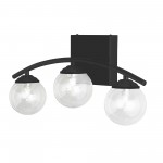 3 Light Halogen Vanity, Matte Black with Clear Glass