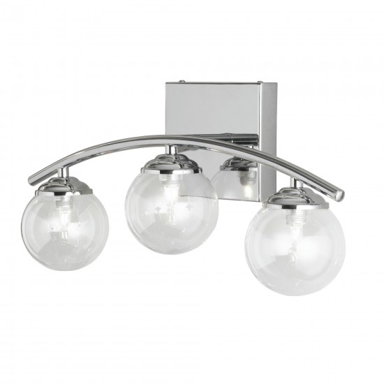 3 Light Vanity, Polished Chrome Finish with Clear Glass