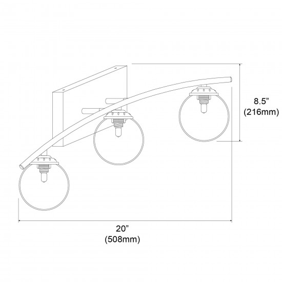 3 Light Vanity, Polished Chrome Finish with Clear Glass
