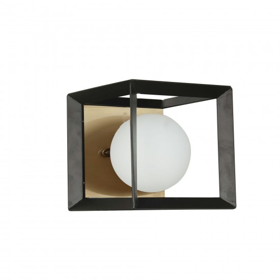 1 Light Halogen Wall Sconce Black and Aged Brass Finish