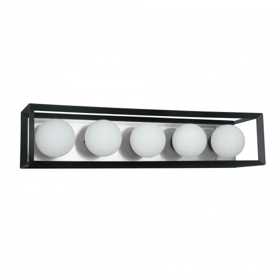 5 Light Halogen Vanity Black and Polished Chrome Finish